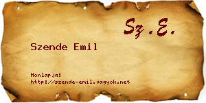 Szende Emil névjegykártya